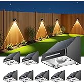 LETMY Solar Fence Lights Outdoor 8 Pack - Brighter Focused Lens, Cold White & Warm Light Fence Solar Lights Outdoor Waterproof, Auto ON/Off Deck Lighting for Wall, Patio, Backyard, Step, Railing