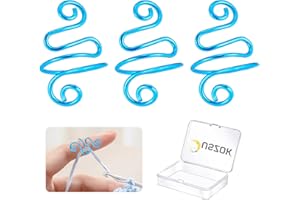 Juszok 3Pcs Handmade Crochet Tension Ring, Crochet Ring for Finger Crocheting，Yarn Tension Control Ring, Adjustable Companion Knitting Ring with Box Gifts for Crocheters Knitters Women (Blue)