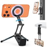 OMOTON TP02 Magnetic Phone Tripod for MagSafe, 360&deg; Pivot, Clamp &amp; Stand | 3-Way Compact Phone Mount with Clamp, Magnetic Back &amp; Tabletop Stand for Vlogging, Gym, Travel &amp; Kitchen