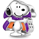 GNOCE Peanuts Halloween Snoopy Charm for Women, S925 Sterling Silver Dangle Charms for Women Wife, Valentine‘s Day, Mother’s Day Jewelry