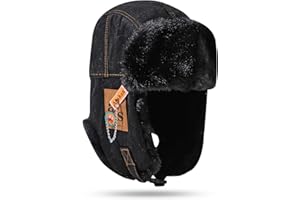 Croogo Trapper Hat Winter Hats Windproof Trooper Caps Outdoor Warm Ski Cap with Ear Flap Russian Warm Fur Hat