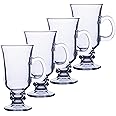 Chefcaptain Glass Coffee Mugs, Glass Cup With Handle Zero-Lead Footed Mugs With 8 Oz Capacity, Irish Coffee Glasses 4-Piece Set (8 Ounces) Irish Coffee Mugs (Clear)