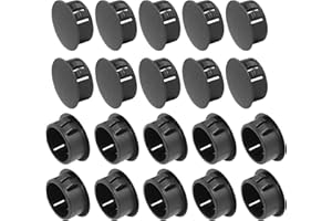 Murtenze 30 Pcs 22mm (7/8") Black Hole Plugs, Plastic Flush Type Panel Plugs Fastener Cover, Round Plastic Snap in Locking Tubing Plug for Kitchen Cabinet Furniture