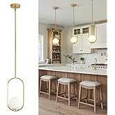 Yunnix Pendant Lights Kitchen Island, Pendant Light Fixtures, Modern Gold Globe Glass Pendant Lighting, Brass Mid Century Cha