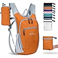 HIGH EXPERIENCE Hiking Backpack 10L/15L Small Daypack Lightweight Packable Travel Foldable Water Resistan for Women Men (Orange, 10L)