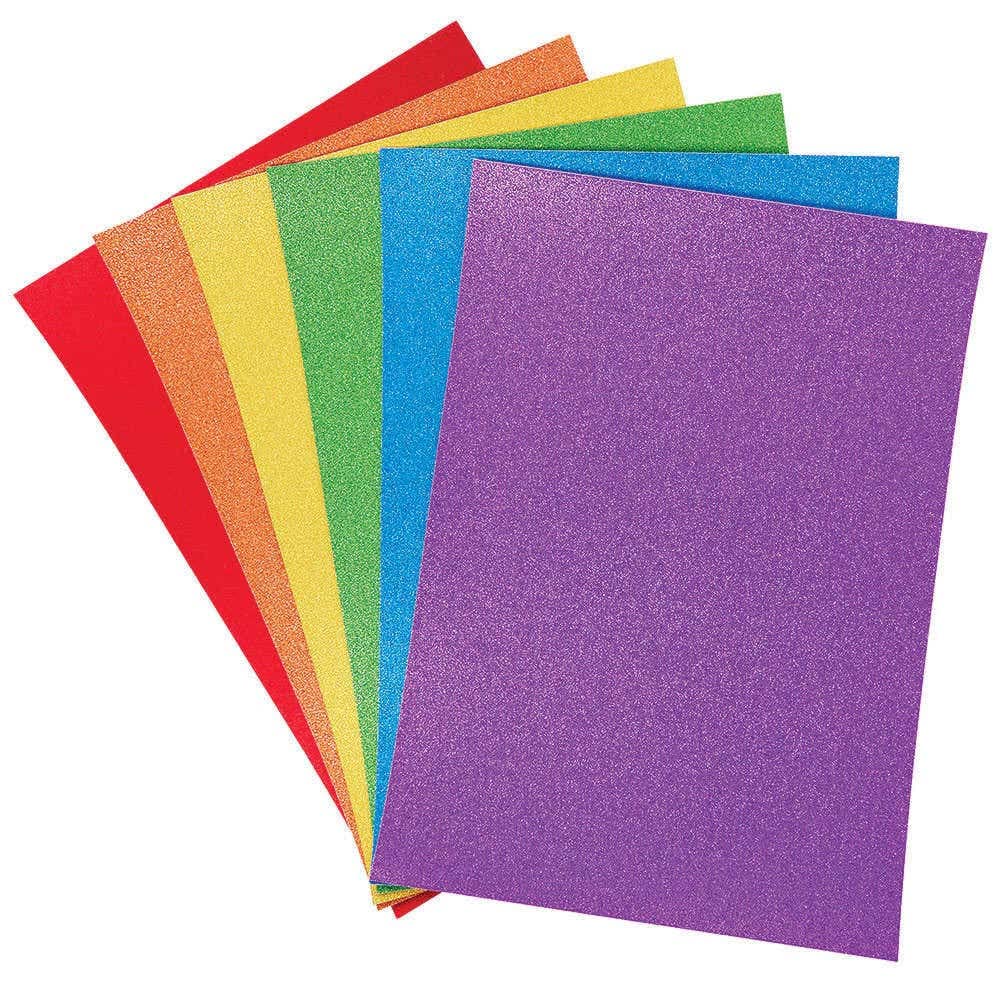 Baker Ross FC738 Rainbow Colours Glitter A4 Card - Pack of 20, Kids Crafts, Arts and Crafts for Kids, School Supplies, Blue,Green,Orange,Red,Violet