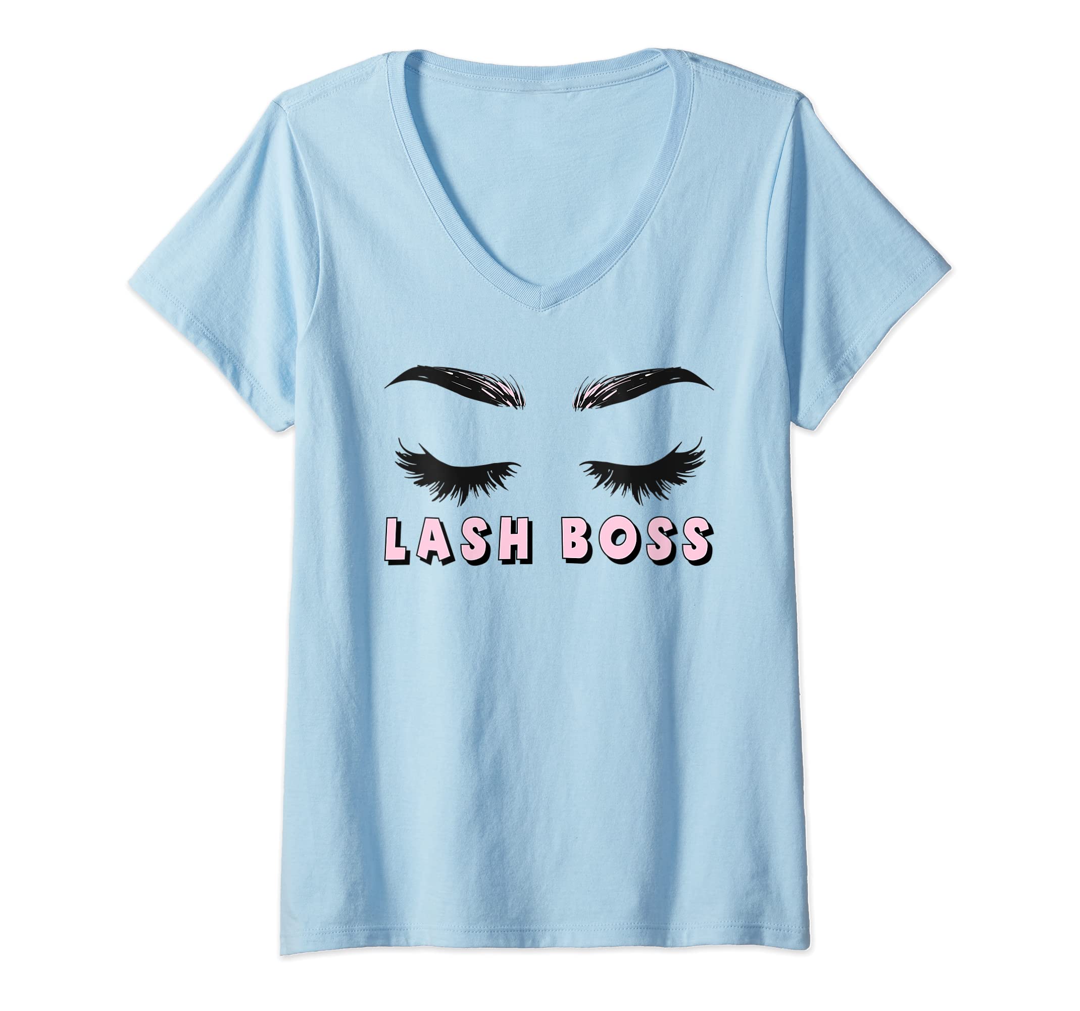 Womens Lash Boss - Eyebrows Eyelash Makeup Artist Cute Esthetician V-Neck T-Shirt