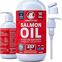 Salmon Oil for Dogs 237 mL - Healthy Skin & Coat, Fish Oil, Omega 3 EPA DHA, Liquid Food Supplement for Pets, All Natural, Su