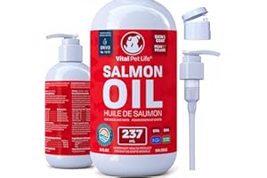 Salmon Oil for Dogs 237 mL - Healthy Skin & Coat, Fish Oil, Omega 3 EPA DHA, Liquid Food Supplement for Pets, All Natural, Su