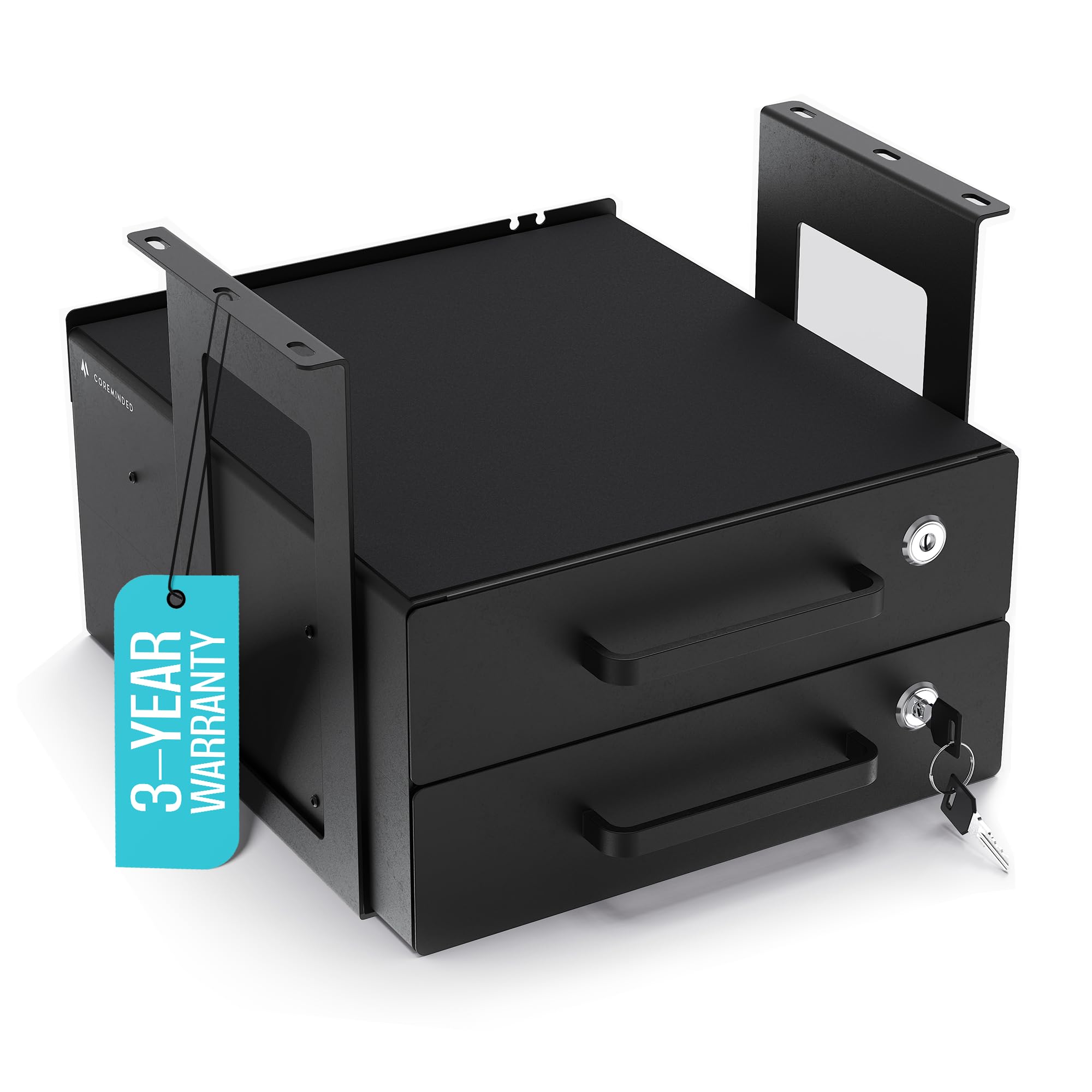 Photo 1 of Under Desk Drawer Slide-Out – Lockable Metal Storage Drawers with Cable Management for Office & Home (Double, Bracketed)