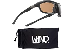 WYND Blocker Airdam Sunglasses Motorcycle Riding, Driving, Fishing, Boating Wrap (Black Matte, Amber)