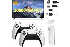 Vergissm Wireless Retro Game Console, 20000+ Classic Games Retro Game Stick, Plug & Play Video Game Console for TV, Dual 2.4G Wireless Controllers, 4K High Definition HDMI Output, Built-in 64G