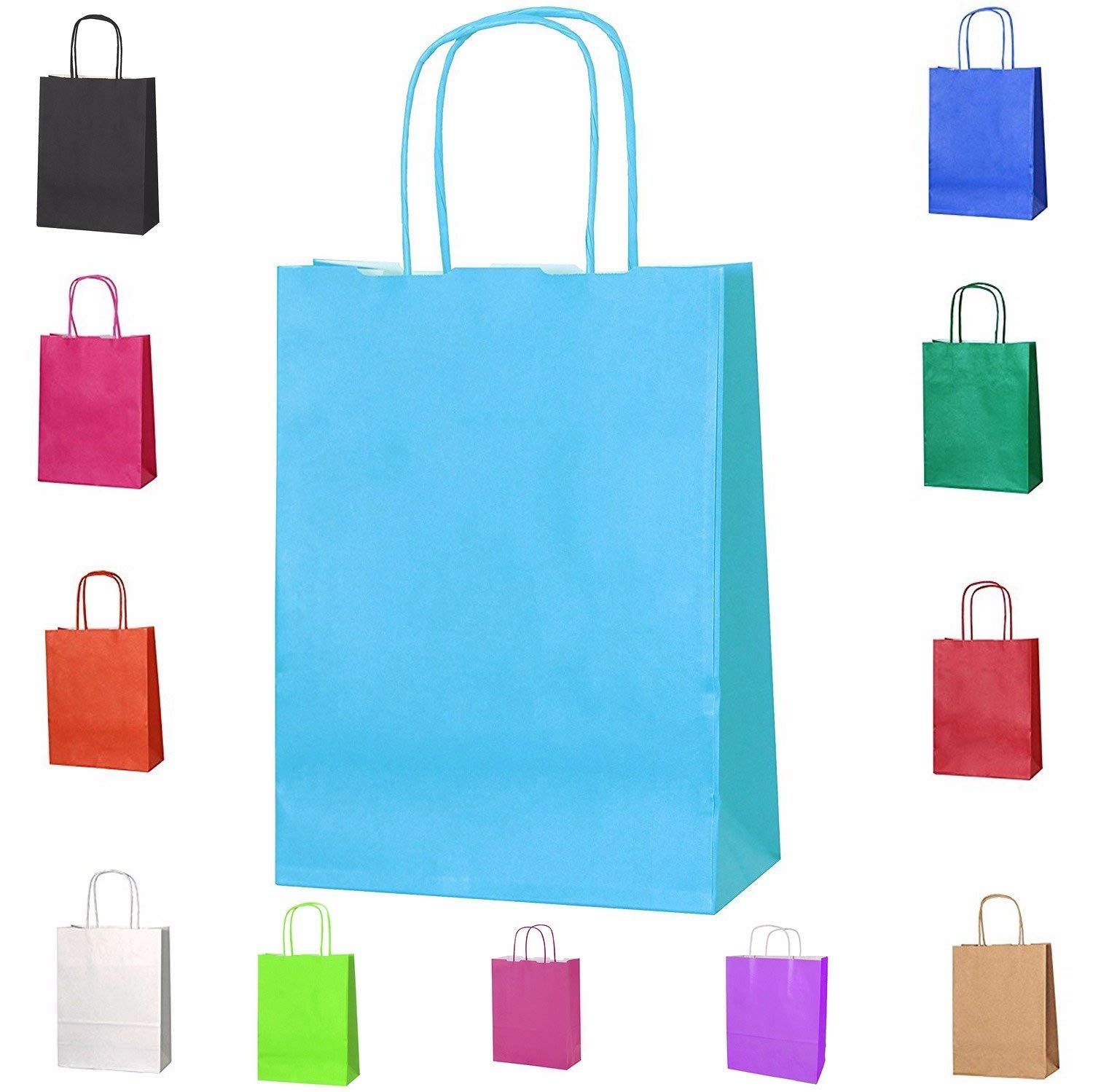 En papier kraft Small Lot de 15 sacs cadeaux de fête avec poignées