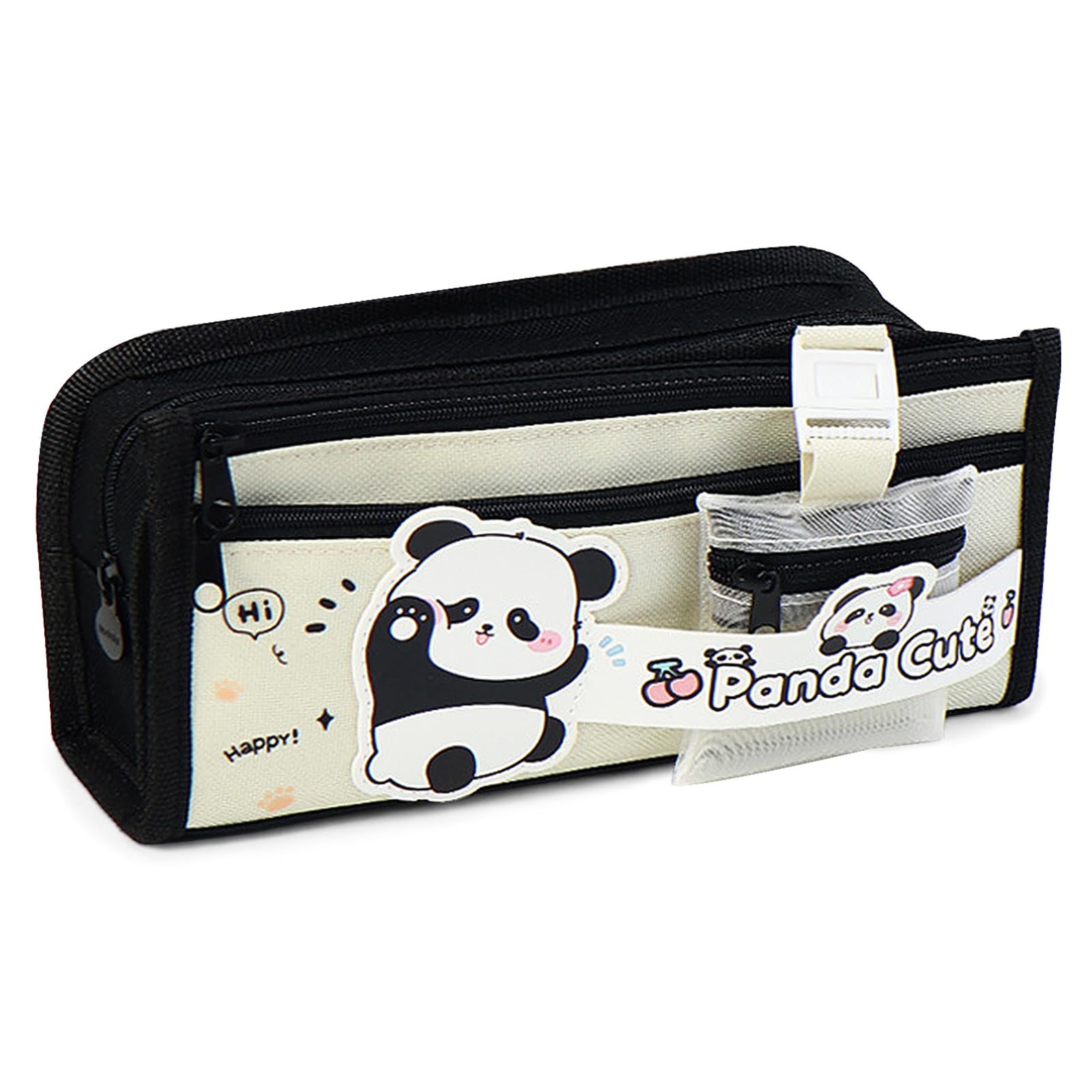 LJCZKA Cute Panda Pencil Case Large Capacity for Girls Boys, Pencil Pouch with Compartments Panda Stationery for Office College School