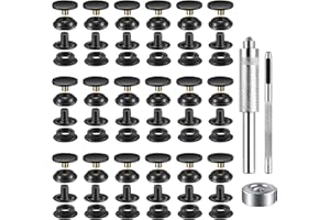 MOOCCI 40 Pieces (10 Sets) Snap Fastener Kit Tool 5/8 inches (15mm) Snap Button kit Snaps for Leather Snap Fasteners Kit for Leather Stainless Snaps Button for Bag, Jeans, Clothes, Fabric（Black）