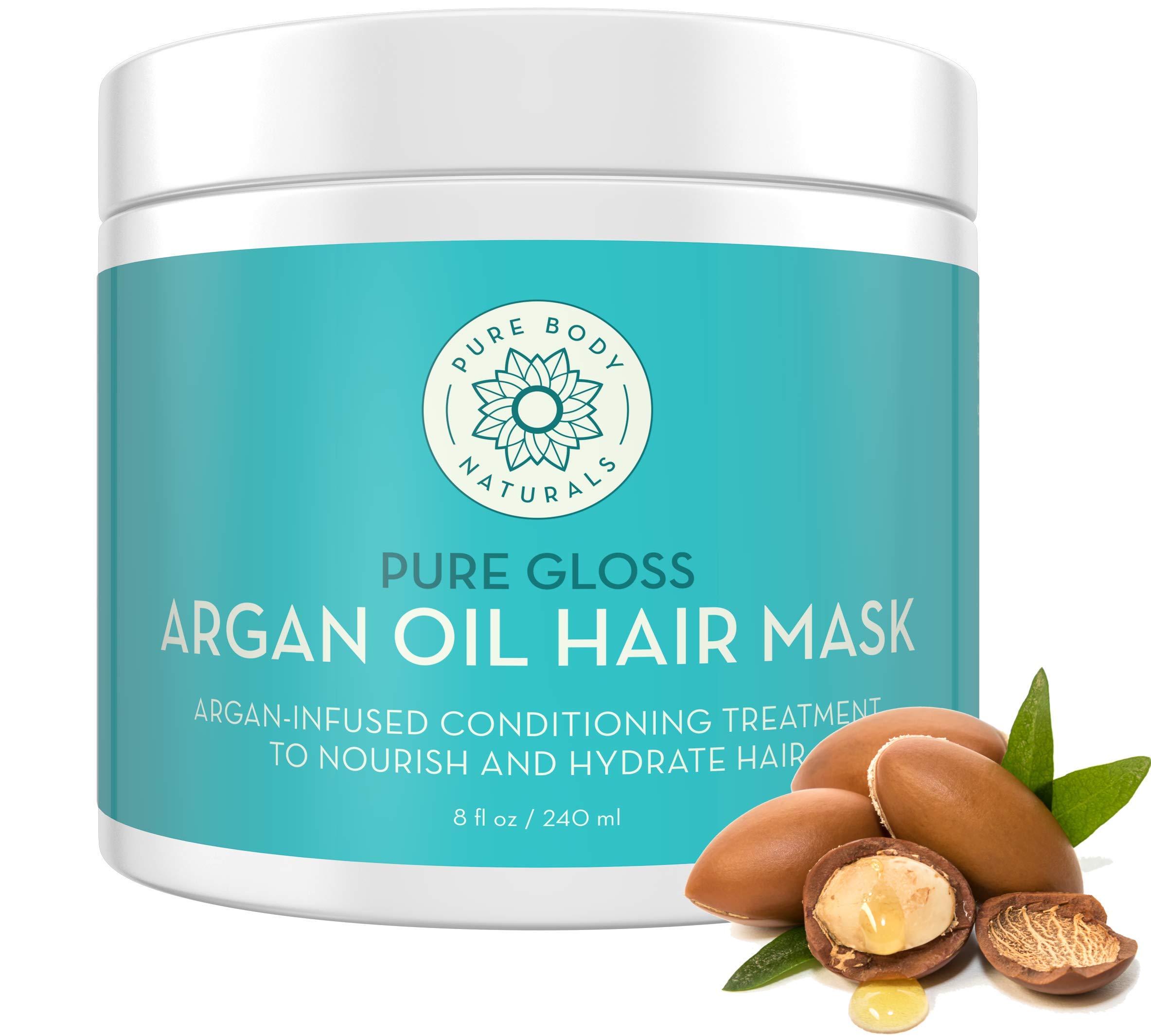 Pure Body Naturals Argan Oil Hair Mask, 8 Fluid Ounces Argan Oil Hair