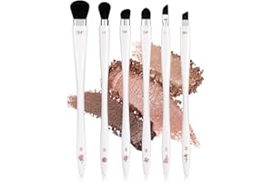 BEAUTYFACTOR Eye Shadow Brush Set 6Pcs,Eye Makeup Brush Set Professional Eye Shadow Brush Blending Brush,Cream & Powder Eyeshadow & Eye Liner Application (White)