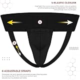SAWANS Groin Guard Cup for Boxing MMA Adjustable Jockstrap Black M view 6