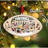 Football Ornament, Football Ornaments for Christmas Tree, Shaker Christmas Ornament 2025 for Football Lover, Friends