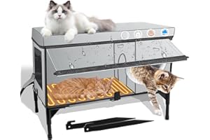 WN'S DAY Outdoor Heated Cat House Weatherproof with Heating Pad, Insulated Heated Cat House for Outside, Feral Cat Houses for Outdoor Cats Waterproof Winter,Outdoor Stray Cat Shelter,Outdoor Pet House-Grey,L