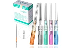 Yugui 50PCS Catheter Piercing Needles, 14G 16G 18G 20G 22G IV Catheter Hollow Needles for Ear Nose Septum Belly Button Navel Nipple Lip Tongue Professional DIY Tools for Beginners