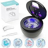 Dental Ultrasonic Retainer Cleaner Machine - Dental Cleaning Pod for Denture, Mouth Guard, Aligner, Night Guard, Braces, Toothbrush Heads, Jewelry, 45kHz Sonic Cleaner with Digital Timer & 200ML