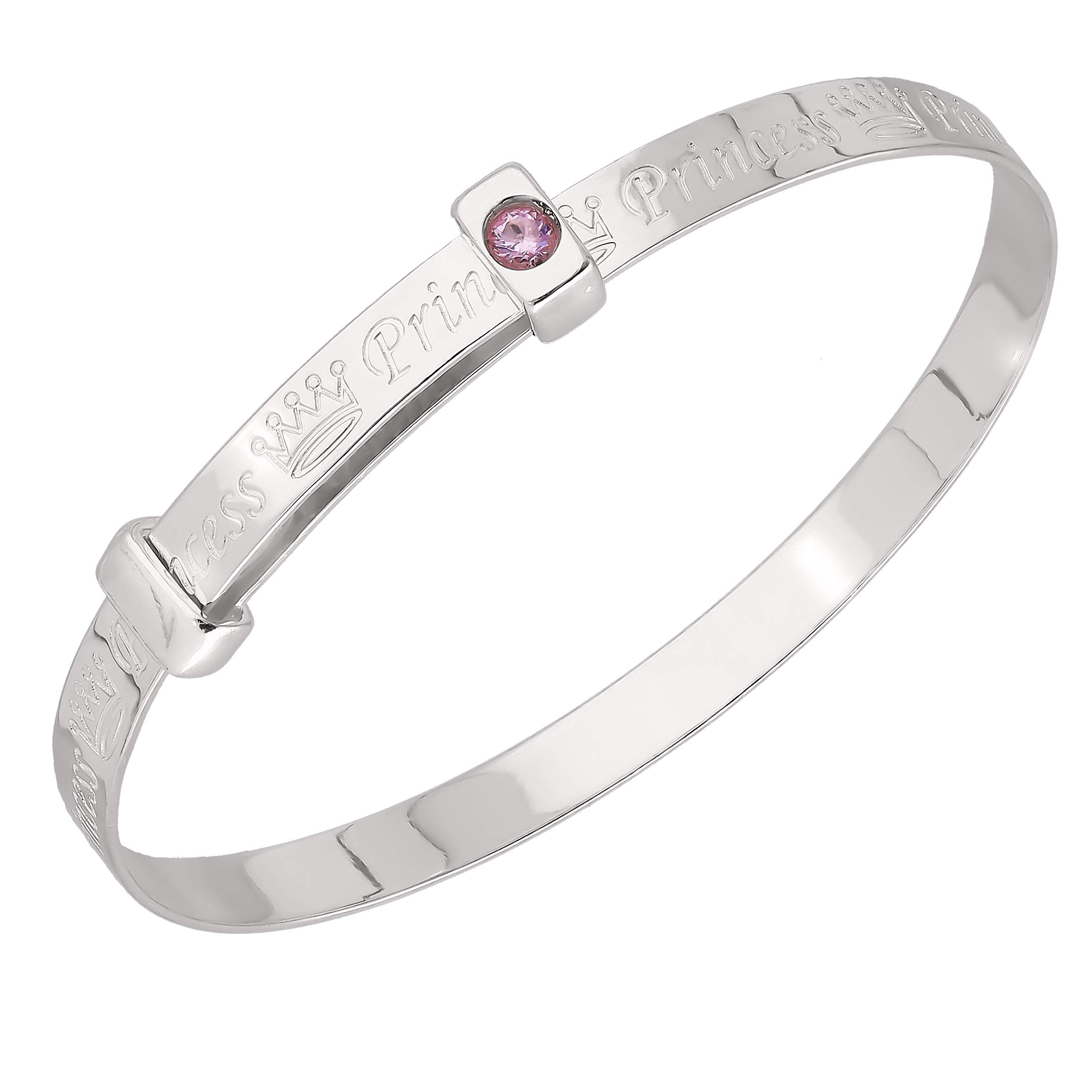 Dolce Valentina - Baby Bracelet - 925 Sterling Silver Baby Princess Bangle with Pink Cubic Zirconia, Expandable New Baby Gifts, Baptism Gifts for Girls & Christening Gift (0-1 Year)