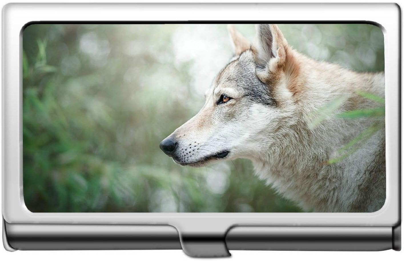 Amazon 専門の名刺のホールダーのステンレス鋼 ウルフドッグの多重オオカミ犬専門の名刺のホールダー 名刺ケース 整理箱 文房具 オフィス用品