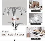 Hapilife Swan Dual Lever Kitchen Mixer Tap 1 Hole Chrome Vintage Brass Tap view 3