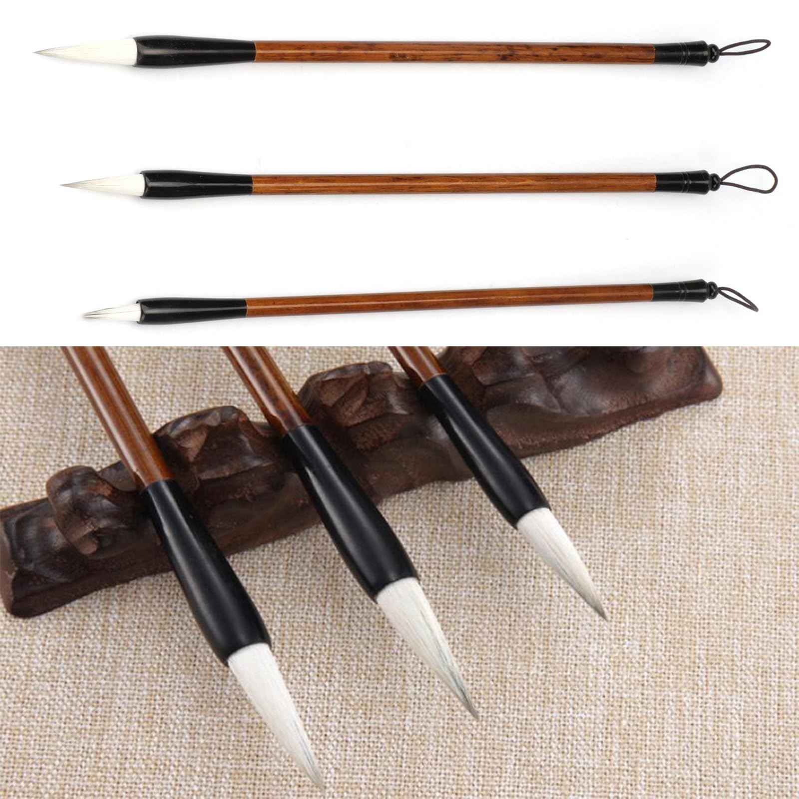 3PC Calligraphy Pens Chinese Japanese Brushes Set Ink Painting Writing Art Drawing Pro Paint Brushes Set