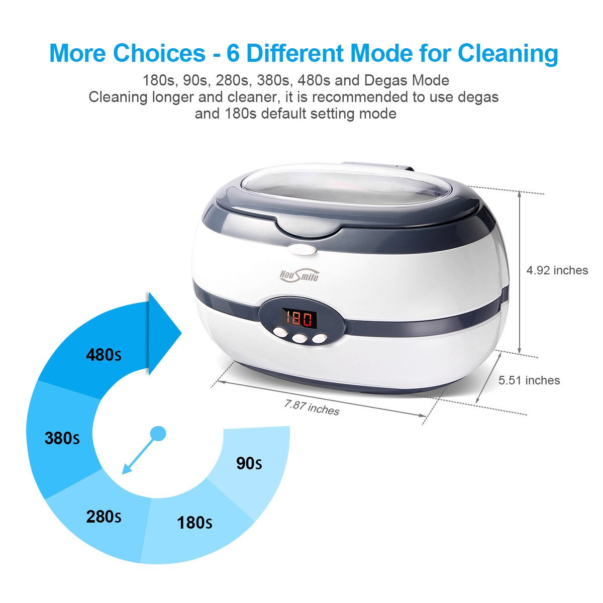 Housmile Ultrasonic Jewelry Cleaner, Glasses Cleaner, Denture Cleaner with Digital Timer and Degas Anti-Oxidation Function for Watch, Glasses, Jewelry