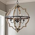 Saint Mossi 4-Lights Wooden Finish Farmhouse Chandelier Light Fixture,Rustic Globe Chandelier Style,Globe Pendant Light Farmh