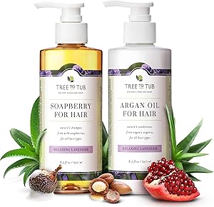 Gentle Argan Oil Shampoo & Conditioner by Tree to Tub—pH 5.5 Balanced Moisturizing Duo with Wild Soapberry & Organic Moroccan Oil - Nourishes Dry Hair & Very Sensitive Scalp, Sulfate Free (2 Pack)