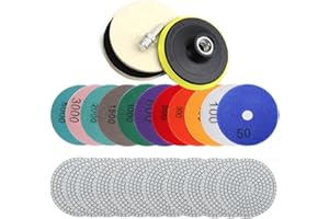 ASWEIR Marble Polishing Kit, 4-inch Diamond Polishing Pads, 12 Pieces Wet/Dry Granite Stone 50-6000 Grit Polishing Pads, Suitable for Polishing Granite and Marble Countertops (12 Pcs Diamond Polishing Pads)