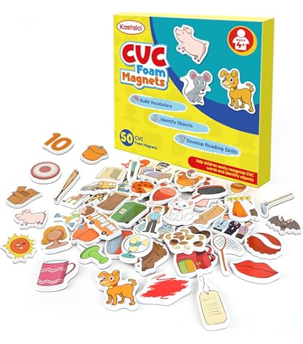 Set Magnético Junior Learning De 40 Objetos Para Mezclar Palabras | Piezas De Espuma De 5 Cm Para Aprender Sonidos Iniciales Y Finales, Ideal Para Educación Infantil