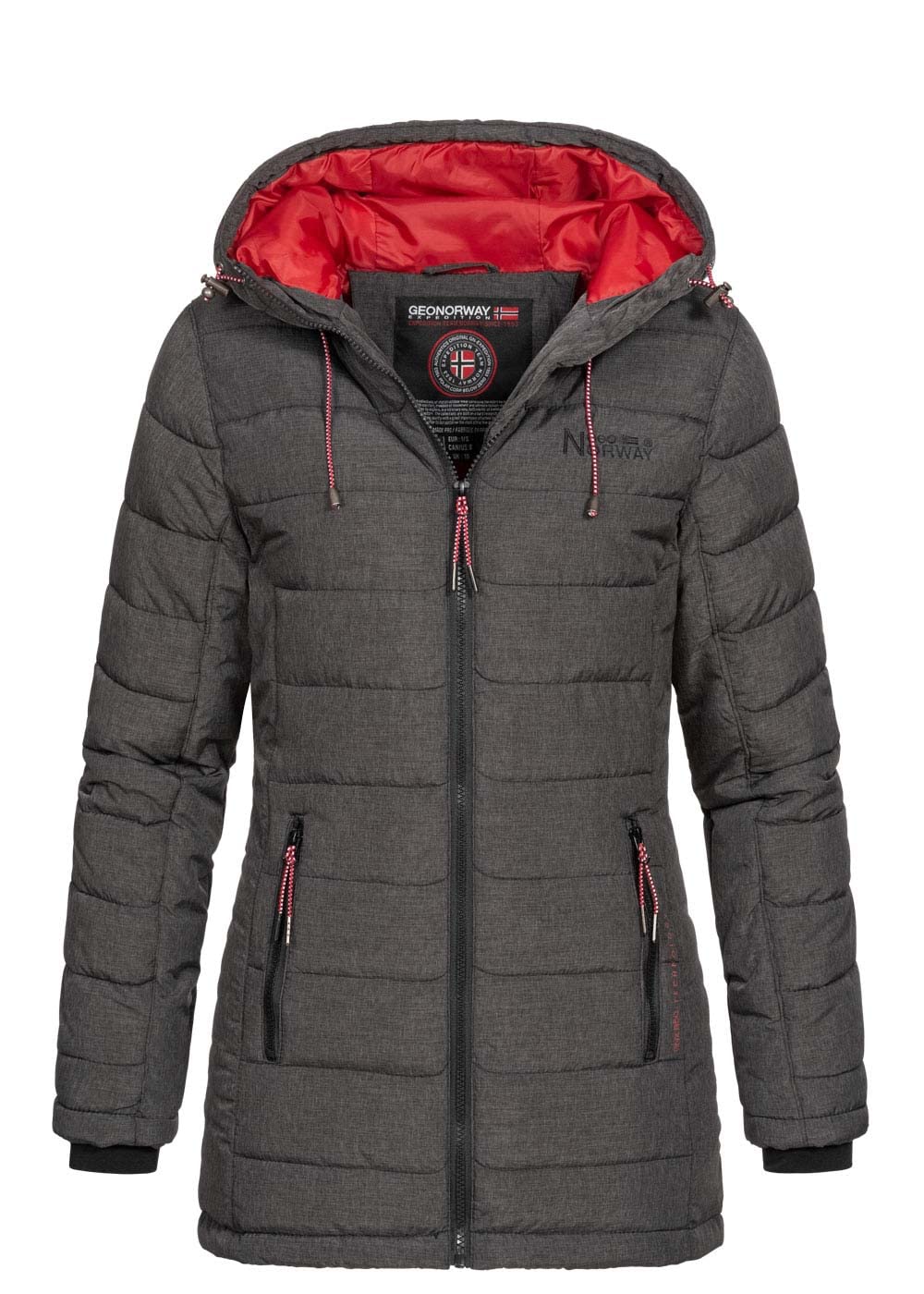 Geographical Norway Women's Quilted Jacket Parka Astana Hood - Anthracite, M