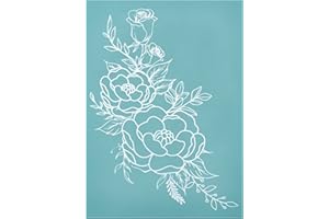 OLYCRAFT 11x8.6 Inch Self-Adhesive Silk Screen Printing Stencil Reusable Pattern Stencils Rose Flower for Painting on Wood Fabric T-Shirt Wall and Home Decorations