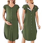 Ekouaer Labor and Delivery Gown 3 in 1 Nursing/Hospital/Breastfeeding/Maternity Flying Short Sleeve Nightgown with Button