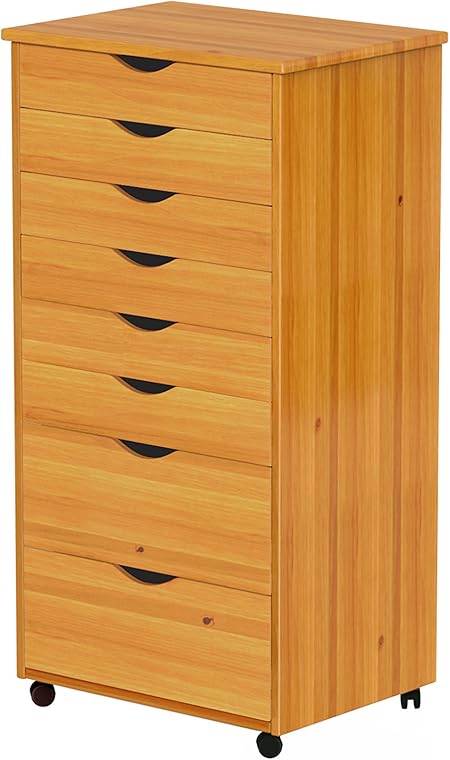 Amazon Com Adeptus 8 Drawer Wide Roll Cart Solid Wood Pine