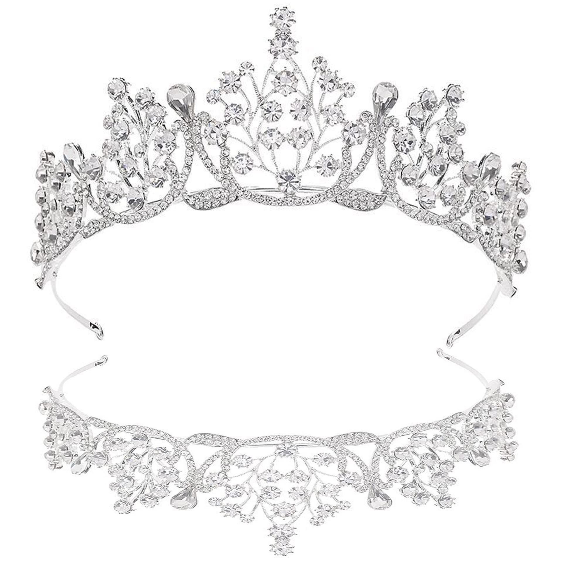 Schneespitze Wedding Tiara,Crystal Princess Tiara Crystal Rhinestones Bridal Tiara Crown Headband for Wedding Party Stage Performances