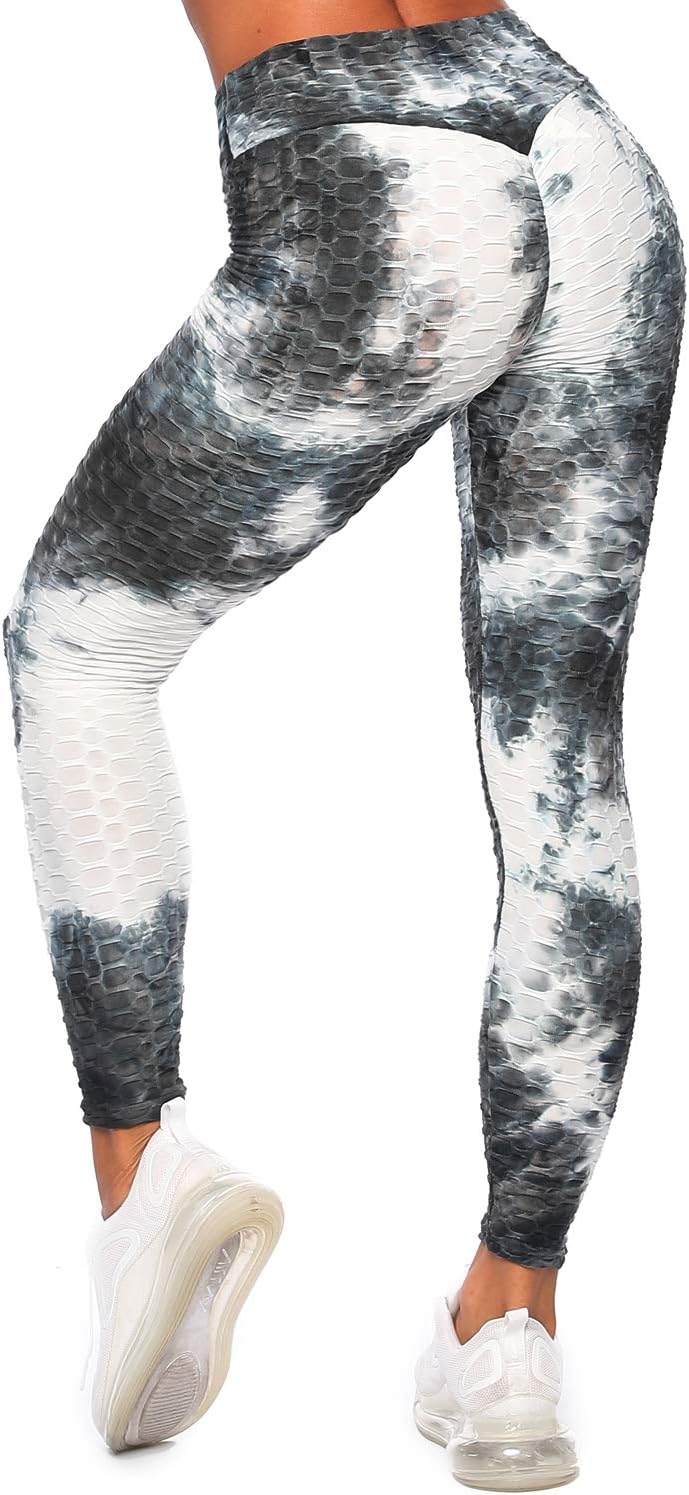 Women's High Waisted Workout Leggings Tummy Control Slimming Scrunch Booty Yoga Pants Ruched Butt Lift Sport Tights