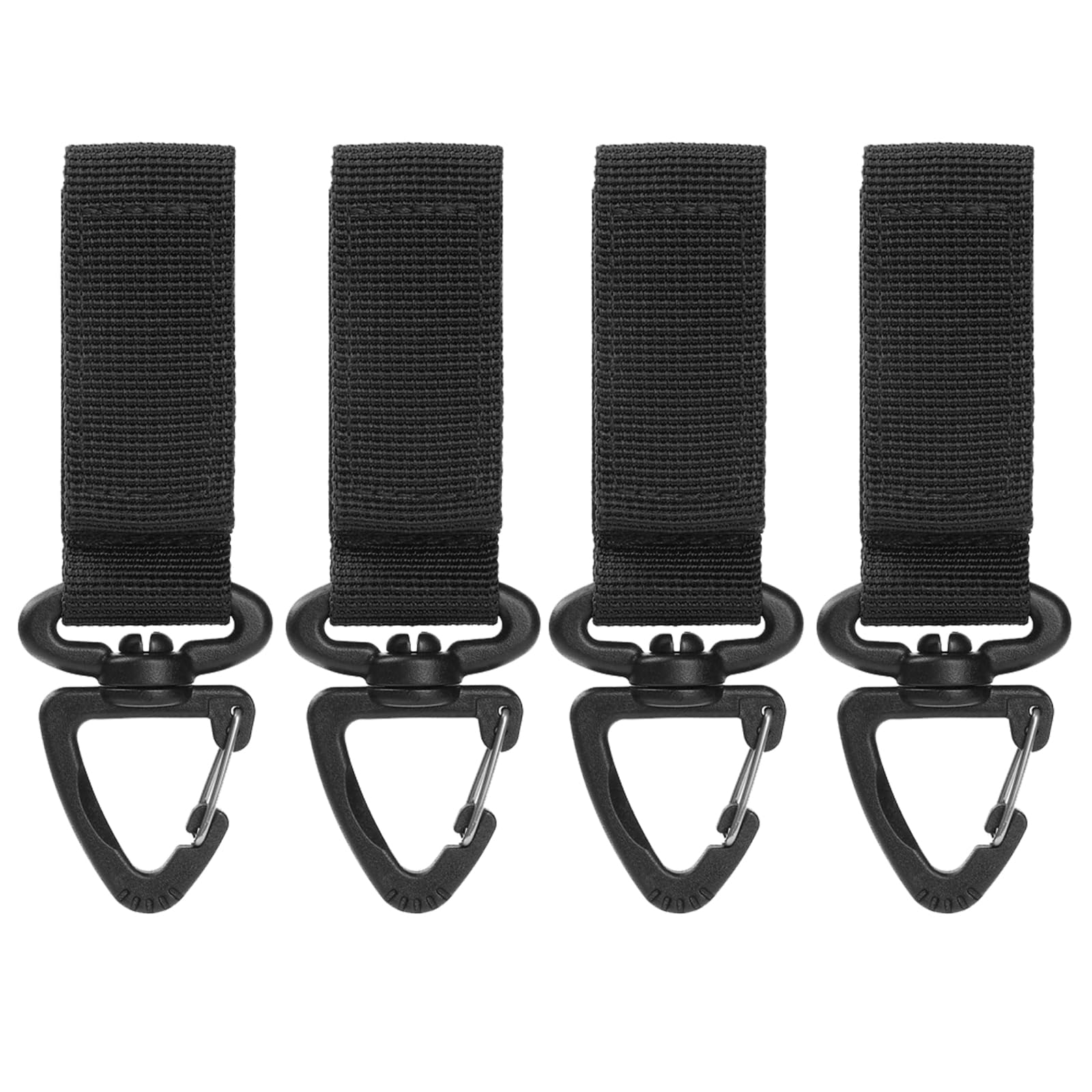 TRIWONDER Tactical Belt Key Holder Molle Belt Loop Key Clip Webbing Strap Keychain Ring Hook for Hiking Camping Backpacking (Plastic Clip, Black - 4 Pcs)