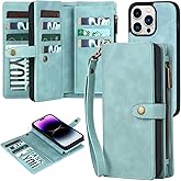 TwoHead for iPhone 14 Pro Max Wallet Case with Card Holder&PU Leather Wallet, Detachable Magnetic Phone Case for Women/Men (Blue)