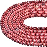 Rondelle Beads Natural Stone Beads for Jewelry Making 5x8mm 1 Strand 15.5inch Lentil Spacer Beads Rondelle Gemstone Beads Semi-Precious Stone Beads for Bracelet Necklace Crafts Red Jasper Beads