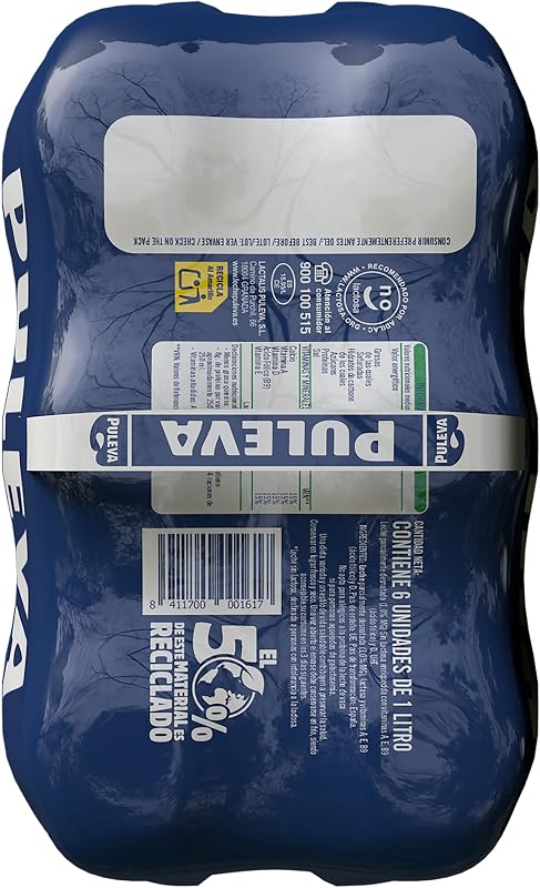 Puleva Leite Semidesnatado Sem Lactose 1% M.G garrafa 1L - Pack 6 unidades