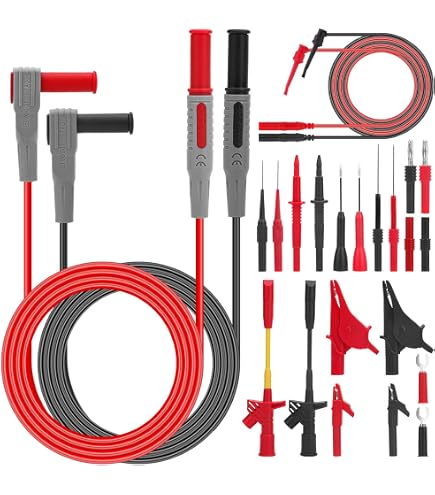 SUNJOYCO 26-Piece Multimeter Test Leads Kit - Replaceable Probes With Alligator Clips & Wire Piercing Tips