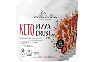 MODERN MOUNTAIN Keto Pizza Crust - Low Carb and Keto Friendly - Only 2g Net Carbs - Incredible Taste and Texture - Zero Sugar - Just Add Water and Oil - Keto Has Never Been So Easy - Keto Food - No Almond Flour - Non-GMO Sourced (7.6oz Mix) (3-Pack)