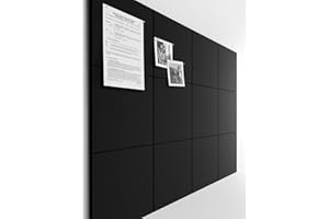 Bumusty Large Cork Board 47"x35" Alternative - 12 Pack Felt Wall Tiles with 70 Safe Removable Adhesive Tabs, 30 Pushpins, Cork Boards for Walls Pin Board Bulletin Board Office Decor (Black)