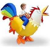 Camlinbo Halloween Inflatable Chicken Costume for Kids, Blow Up Riding On Rooster Animals Costumes Funny Halloween Costume For Boys Girls Teens Cosplay Party