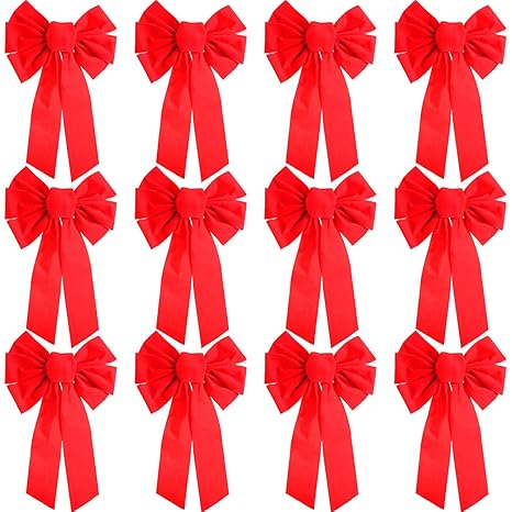 Patelai 12 Pieces Christmas Red Velvet Bows Large Bow Tie Holiday